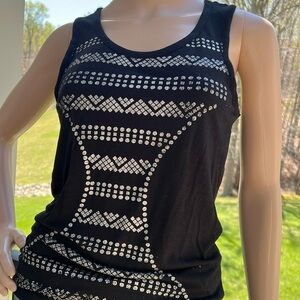 BCB generation black/silver metallic Geo print racer back tank top